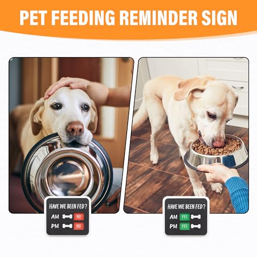 EliteSign Dog Feeding Reminder Sign with Magnet, Pet Feeding Tracker with Have We Been Fed, Acrylic Slider Sign for Fridge, AM PM Feed Chart Sign with Yes No Option, Black with 2 Stickers, 4.7" x 3.9" - Image 4