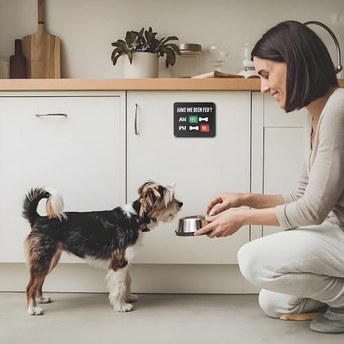 EliteSign Dog Feeding Reminder Sign with Magnet, Pet Feeding Tracker with Have We Been Fed, Acrylic Slider Sign for Fridge, AM PM Feed Chart Sign with Yes No Option, Black with 2 Stickers, 4.7" x 3.9" - Image 5