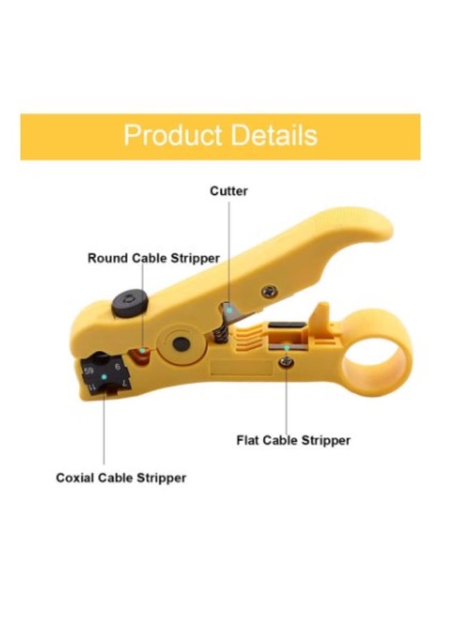 Terabyte Universal Cable Stripper Cutter for Flat or Round UTP Cat5 Cat6 Wire Coax Coaxial Stripping Tool - Image 5