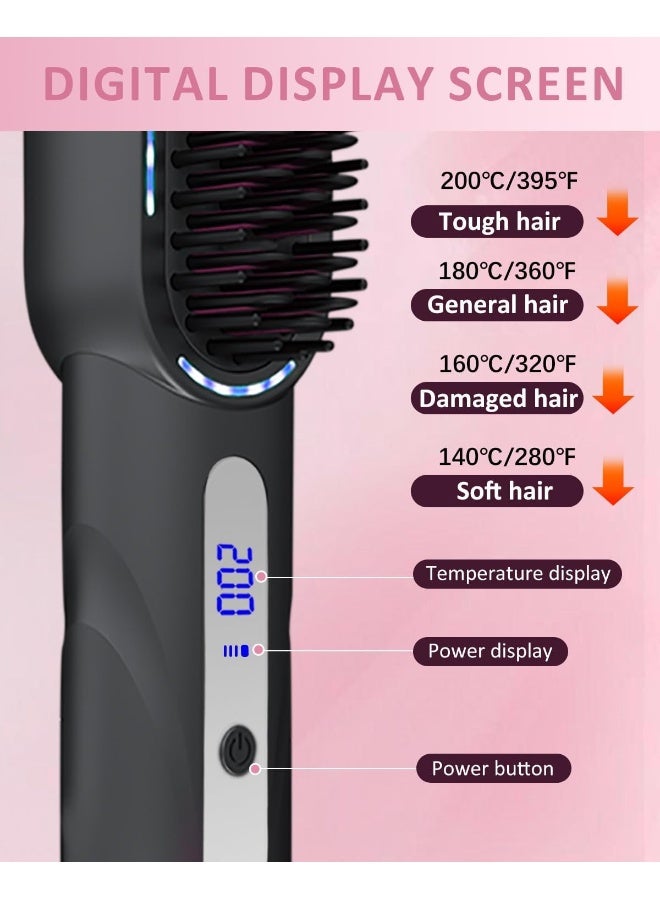 MEKK Renewed - 2 in 1 Portable Cordless Retractable Hair Straightener Brush, Negative Ions, 5000mAh USB Rechargeable, Lightweight, Great for women&men, Grey - Image 5