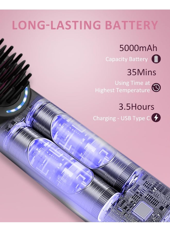 MEKK Renewed - 2 in 1 Portable Cordless Retractable Hair Straightener Brush, Negative Ions, 5000mAh USB Rechargeable, Lightweight, Great for women&men, Grey - Image 4