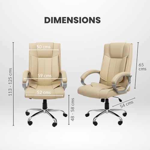 activa Ergonomic Office Chair | Premium Leatherette Boss Chair with Padded Seat & Backrest | Adjustable Height Seat for Work/Study/Gaming (Kylie, Beige) - Image 2