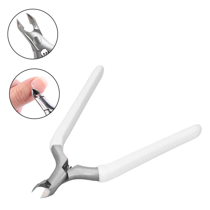 Professional Stainless Steel Cuticle Trimmer Dead Skin Remover Inline Spring Slip Resistant Cuticle Trimmer White - Image 2