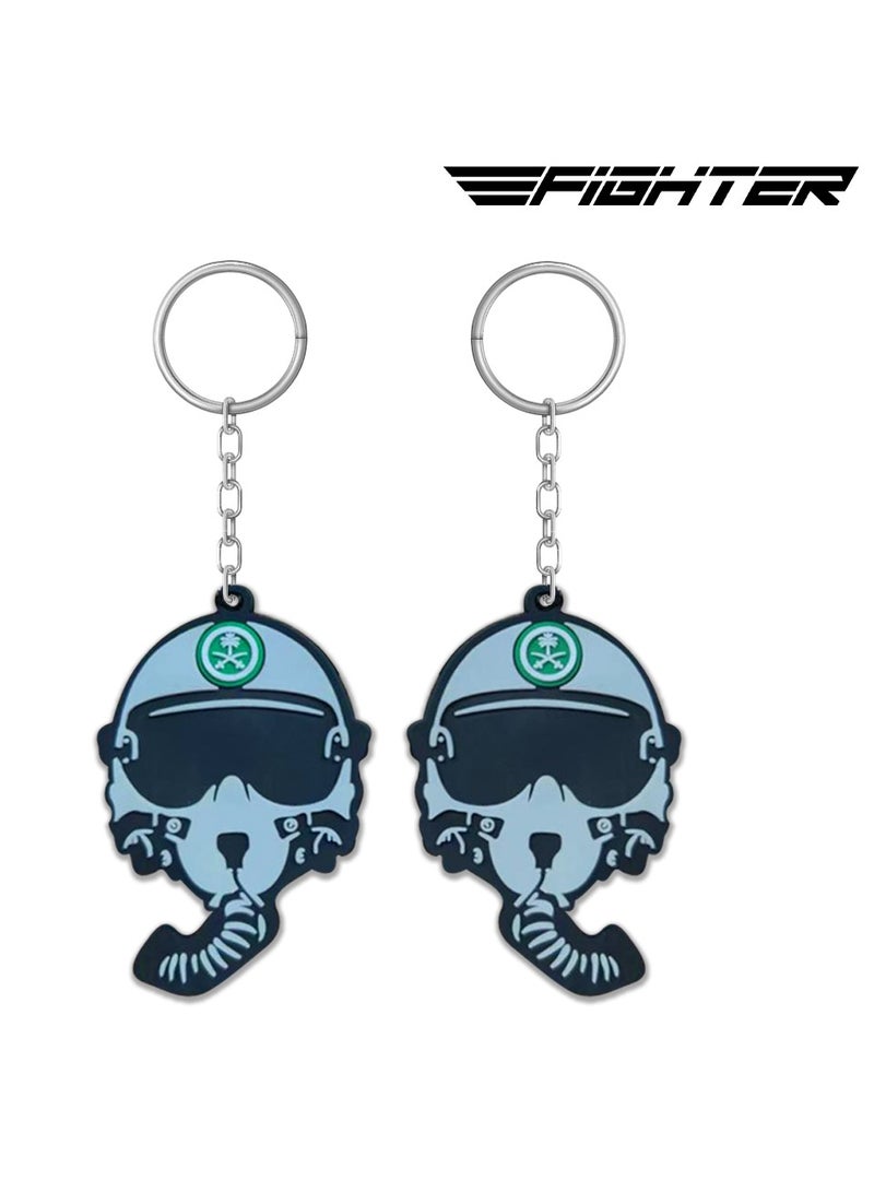 فايتر جيفتس سلسلة مفاتيح من البولي فينيل كلوريد ذات وجهين على شكل خوذة سعودية