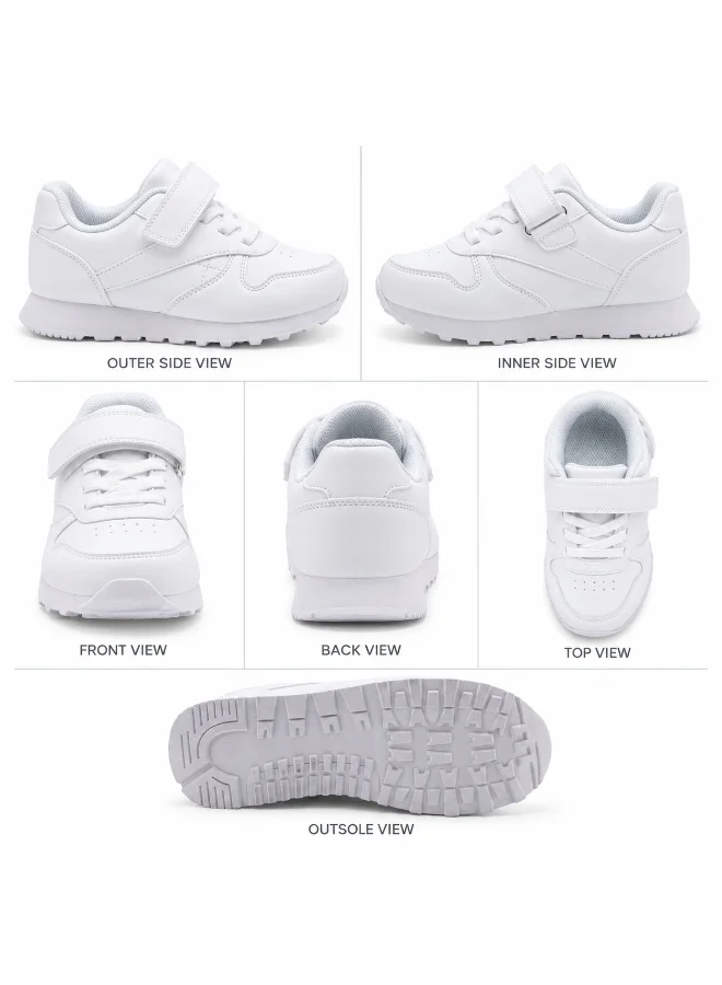 لامبرجاك Lumberjack Unisex Kids School Shoes White Hook & Loop Strap Lightweight Running Sneakers for Boys & Girls
