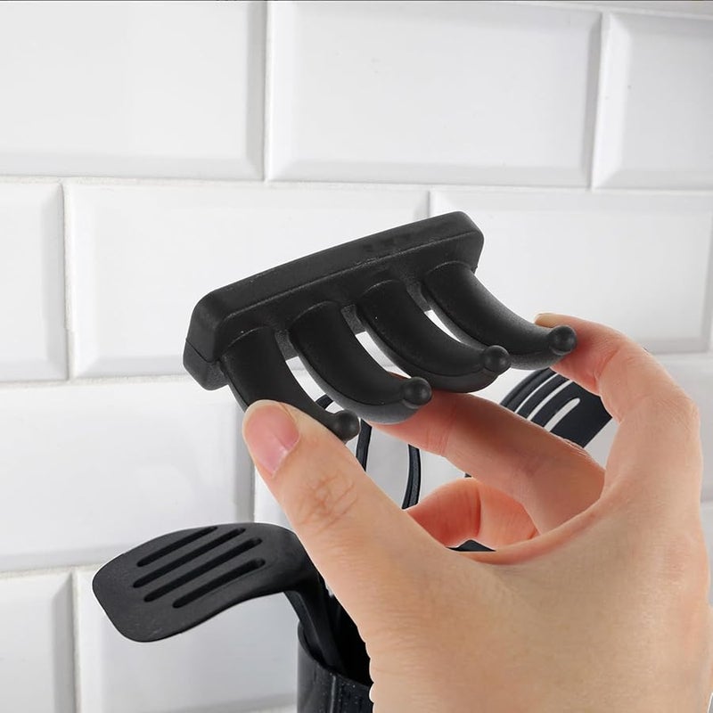 Black Silicone Self Adhesive Hooks Wall Mounted No Drilling For Bathroom Kitchen Home Organization - Image 3