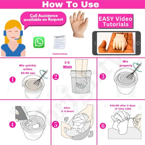 Ubrighty Hand Foot Casting kit for Baby | 3D Casting Kit, Hand Print and Foot Print, Molding Powder Clay Moulding Material (4 CASTINGS up to 9 Month Baby) - Image 5