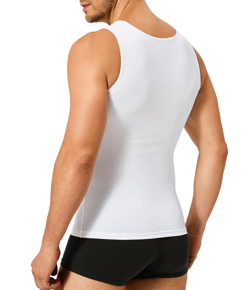 TAILONG White Compression Shirt Men Shapewear Slimming Body Shaper Vest Sleeveless Tank Top Workout Undershirt - Image 2