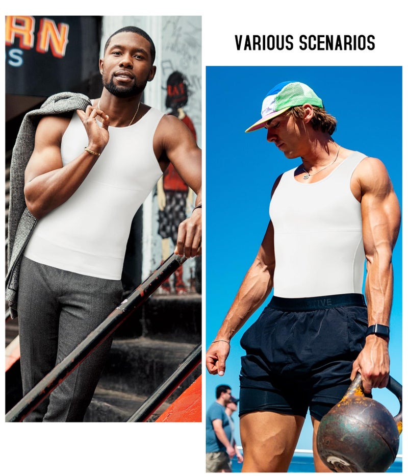 TAILONG White Compression Shirt Men Shapewear Slimming Body Shaper Vest Sleeveless Tank Top Workout Undershirt - Image 5