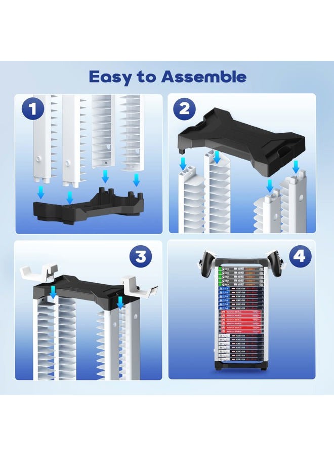 Nargos Video Game Storage Tower for PS5/ PS4/ PS3/ PS2/ Xbox One/Xbox 360 and Xbox Series X/S/Wii and Switch Game Cases, DVD and Blu-Ray Disks Organizer (23 PCS) - Image 3
