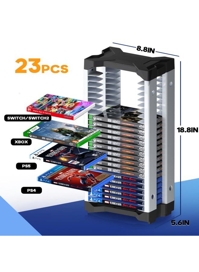 Nargos Video Game Storage Tower for PS5/ PS4/ PS3/ PS2/ Xbox One/Xbox 360 and Xbox Series X/S/Wii and Switch Game Cases, DVD and Blu-Ray Disks Organizer (23 PCS) - Image 2