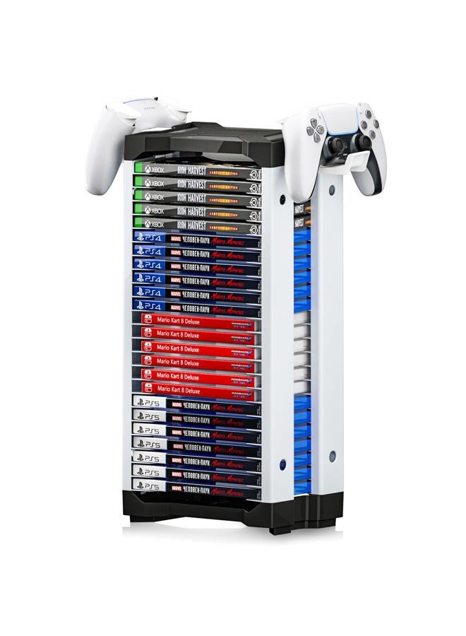 Nargos Video Game Storage Tower for PS5/ PS4/ PS3/ PS2/ Xbox One/Xbox 360 and Xbox Series X/S/Wii and Switch Game Cases, DVD and Blu-Ray Disks Organizer (23 PCS) - Image 1
