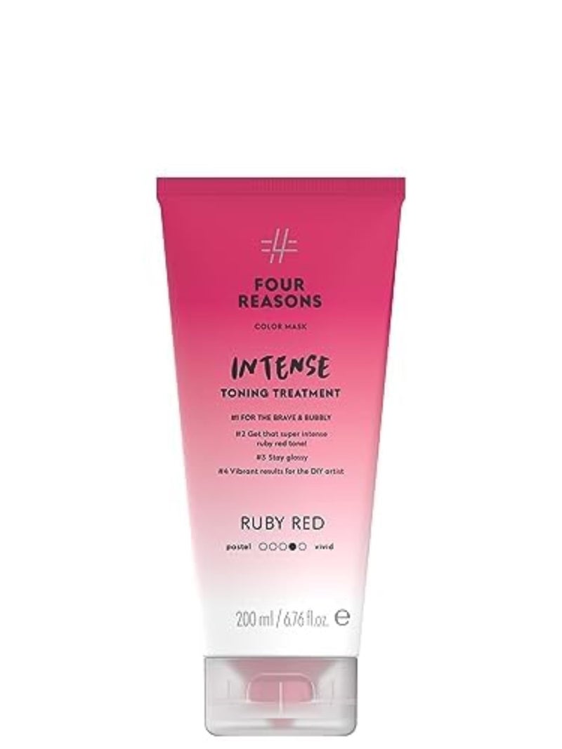FOUR REASONS Color Mask INTENSE- Ruby Red, 6.76 fl oz - Semi Permanent Hair Dye for Lightened and Colored Hair, 100% Vegan Conditioner - Intensive Toning Treatment with 27 Colors - Cruelty Free - Image 1