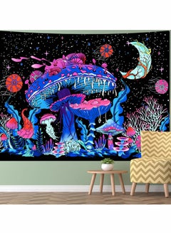 Excefore Mushroom Tapestry Wall Hanging Moon Stars Wall Tapestry Starry Night Tapestry Room Decor Blacklight Tapestry for Bedroom (130x150cm)  - Image 3