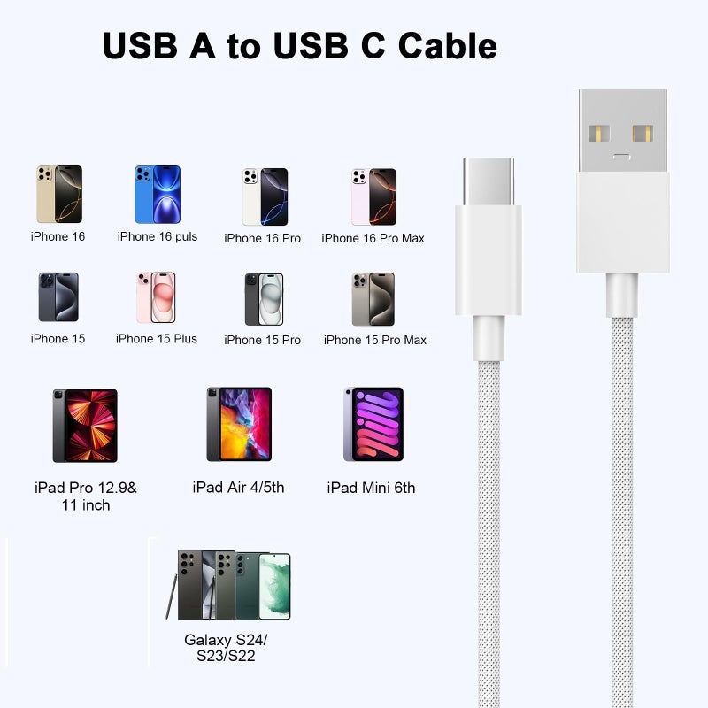 CREHAO [Apple MFi Certified] USBC Charging Cable for iPhone 16,2Pack 6ft USB A to Type C Car Charger 60W Fast Charging Cord Fast Data Sync Nylon Braided for iPhone 16 Pro/16 Pro Max/16 Plus/15 iPad - Image 3