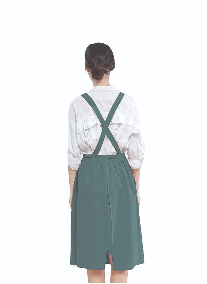 YANEK YANEK Cotton Linen Kitchen Apron for Women Durable, Washable, Comfortable and Durable with Pockets and Adjustable Straps; Perfect for Cooking, Baking, Flower Shop, Work, and Cleaning  - Image 2