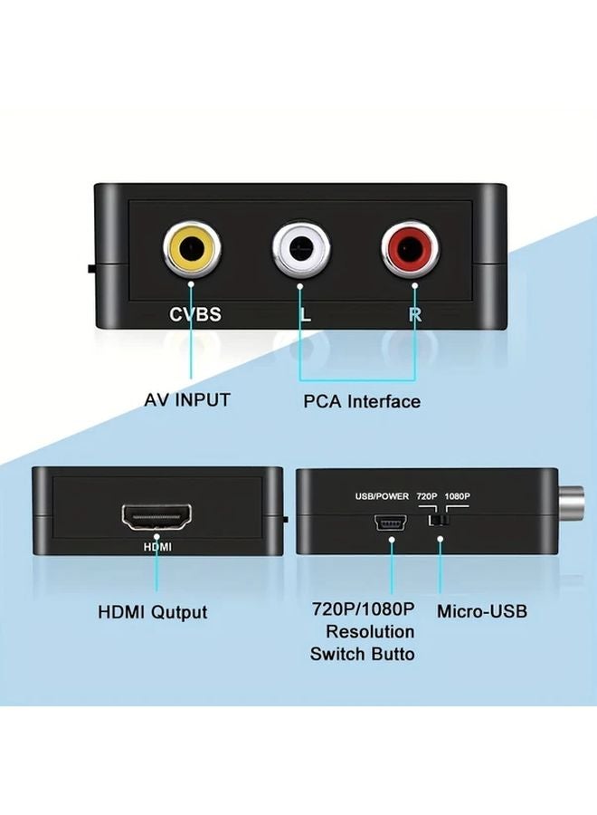 Black RCA to HDTV AV Converter 1080P HD Plug Play for TV PC PS3 Xbox VCR DVD Players - Image 4