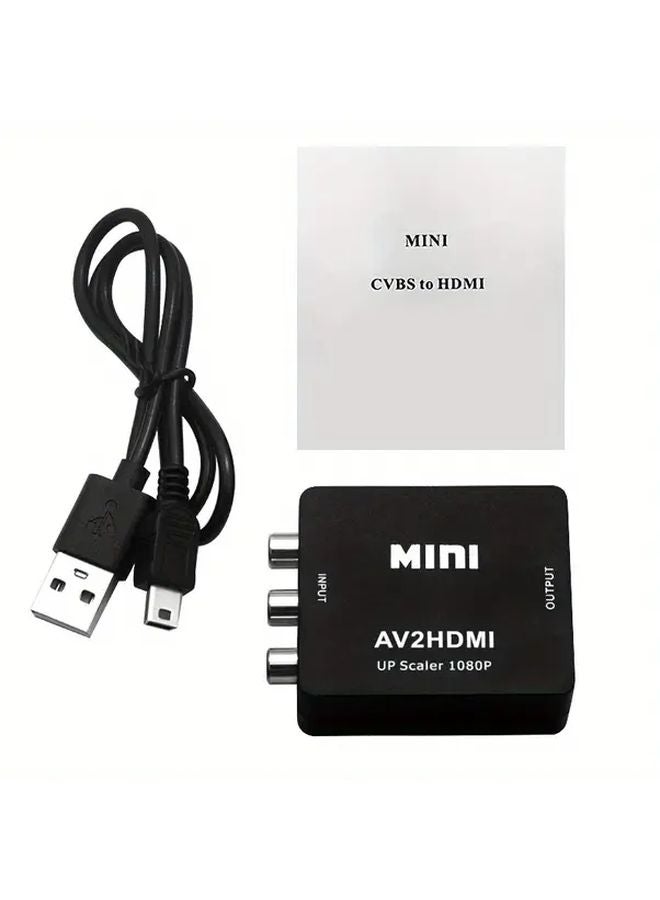 Black RCA to HDTV AV Converter 1080P HD Plug Play for TV PC PS3 Xbox VCR DVD Players - Image 1