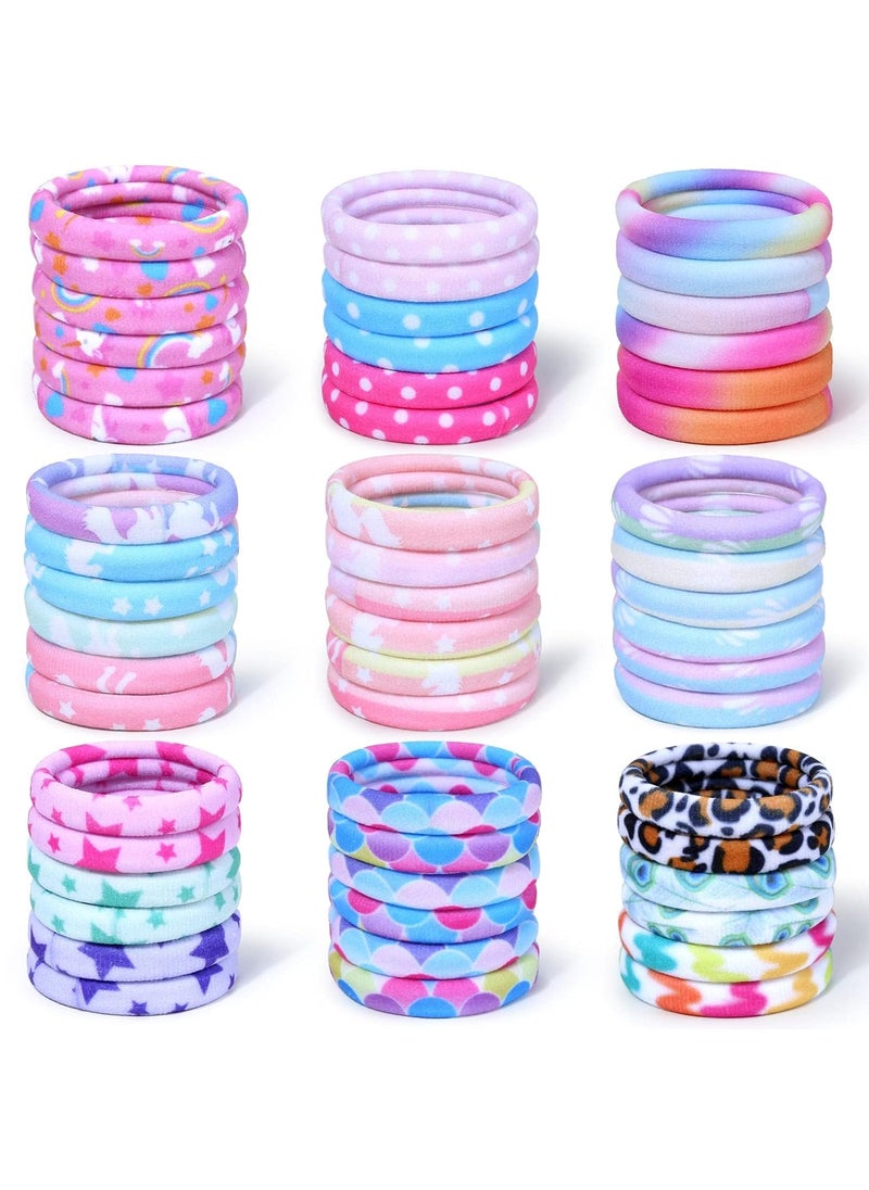 anezus 54Pcs Hair Ties for Girls and Women Nylon Hair Elastics Hair Bands Ponytail Holders Soft Hair Ties No Damage for Girls Thick Straight Curly Hair Multicolored 