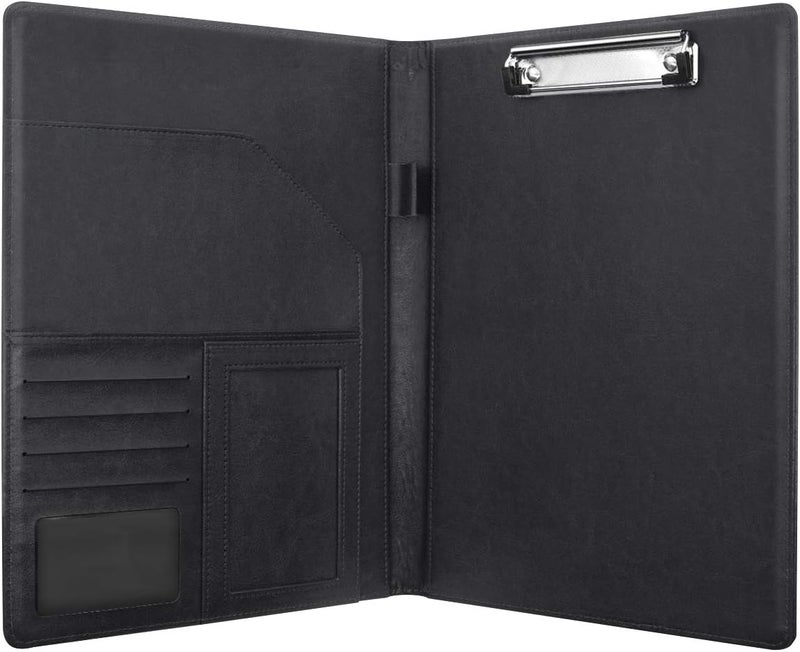 WAVEYU Business Portfolio Folder for Men Women, Padfolio Cover, Conference/Resume/Legal Document Organizer with Letter/A4 Size Clipboard Hardboard, Business Card Holders, Document Sleeve, Black - Image 5