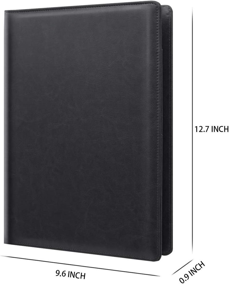 WAVEYU Business Portfolio Folder for Men Women, Padfolio Cover, Conference/Resume/Legal Document Organizer with Letter/A4 Size Clipboard Hardboard, Business Card Holders, Document Sleeve, Black - Image 3