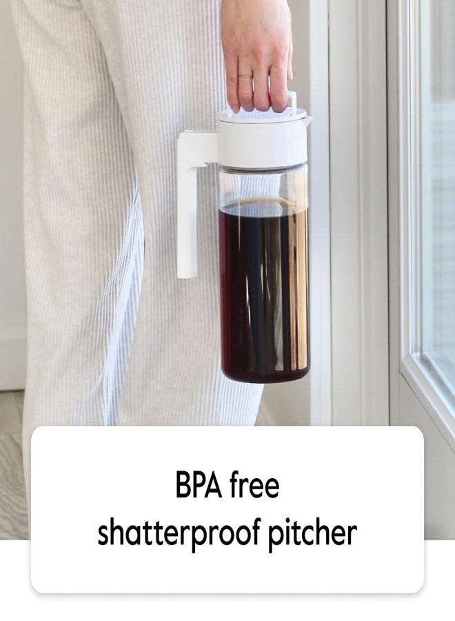 Takeya Tritan Cold Brew Coffee Maker - Airtight Pitcher with Leak-Free Lid - BPA-Free Cold Brew Maker with Silicone Handle - Dishwasher-Safe Pitcher for Homemade Cold Brew - 2 Quart, Stone - Image 4