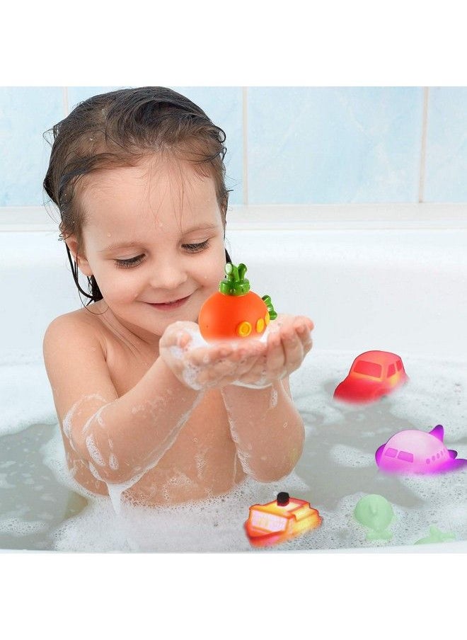 CHIMAGER - 6 Packs No Hole Boat Bath Toy Set Light Up Changing Color In Water Floating Rubber Bathtub Toys For Baby Toddler Infant Boy Girl Kid Play Led Growing Pal In Shower Bathroom Tub Or Swimming Pool - Image 1