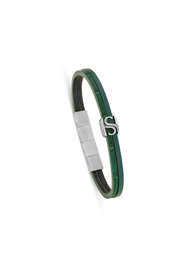 Saint Honore Paris Logo Flat Leather Bracelet for Men