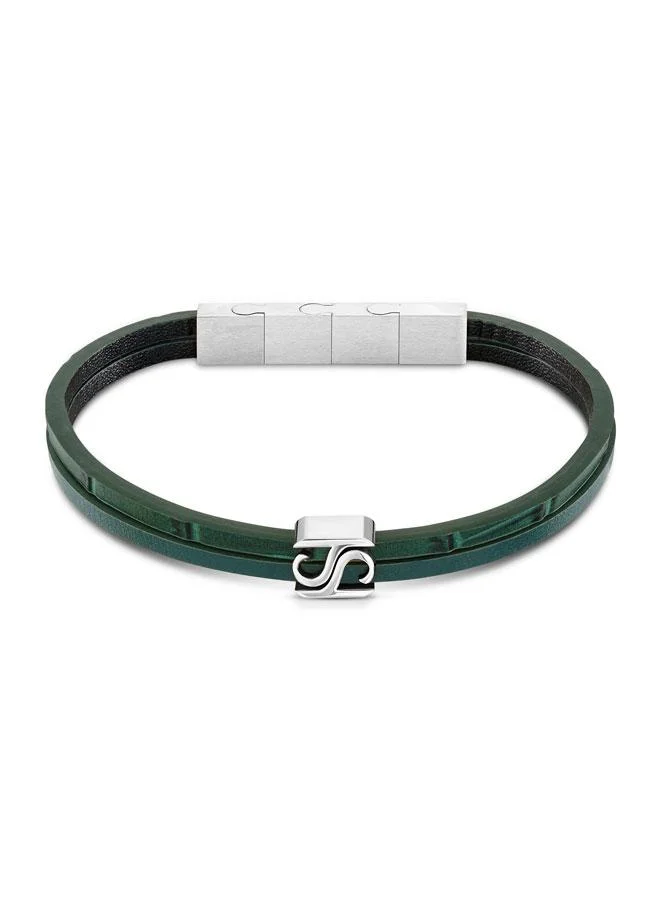 Saint Honore Paris Logo Flat Leather Bracelet for Men