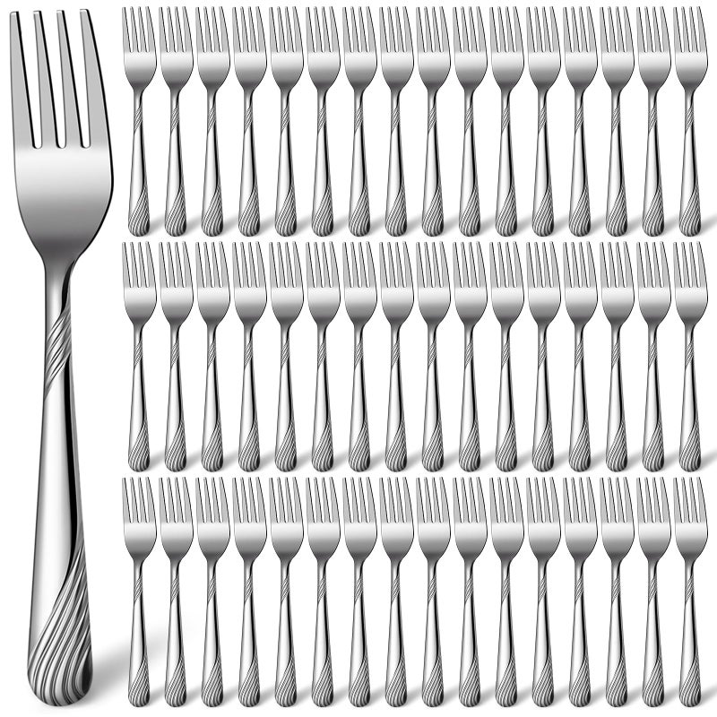 Minatee 100 Pcs Metal Dinner Forks Bulk Set 69 Inches Stainless Steel Forks Silverware Flatware Salad Cutlery Mirror Polished for Home Kitchen Restaurant Eating Silverware Utensils