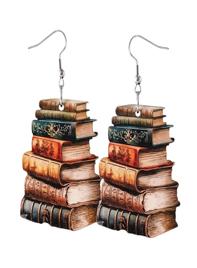 Waeceip Book Dangle Drop Earrings Stackable Book Earrings Books Themed Gifts for Books Lover Gift for Reader Bookworm Reading Earring for Women Librarian Teachers Bookshelves Jewelry Gift - Image 1