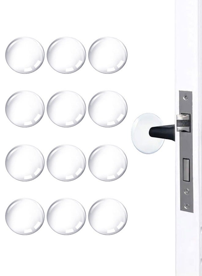 12 Pcs Door Stoppers Wall Protector, 4.2cm Reusable Door Knob Wall Protector, Clear Round Door Stops for Wall with Self Strong Adhesive, Shock Absorbent Door Bumpers for Walls - Image 1