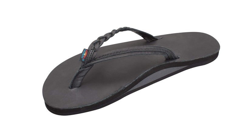 Rainbow Sandals Womenâ€™s Flirty Braidy Classic Leather w/Single Braided Strap, Classic Black, Ladies Small / 5.5-6.5 B(M) US - Image 1