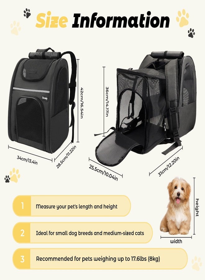 Zavothy Expandable Pet Backpack Carrier for Small Cats & Dogs, Airline Approved Travel Bag with Mesh Windows, Expandable Space, Padded Bottom, Foldable Design Black - Image 2