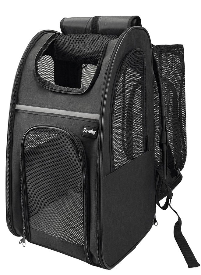 Zavothy Expandable Pet Backpack Carrier for Small Cats & Dogs, Airline Approved Travel Bag with Mesh Windows, Expandable Space, Padded Bottom, Foldable Design Black - Image 1