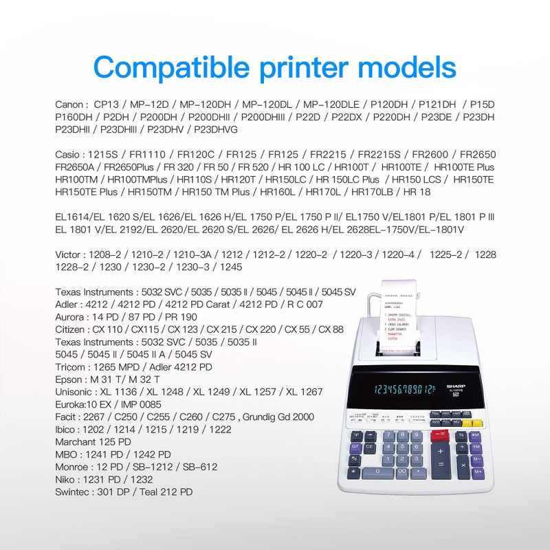 LxTek Calculator Roller Ribbons Replacement for IR40T IR-40T CP13 MP-12D to use with Sharp EL-1750V, EL-1801V HR-100TM,HR-170RC,Canon P23-dhv CP13 (Black and Red, 10-Pack, Individually Sealed) - Image 2