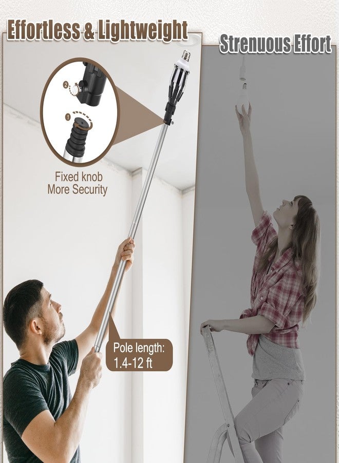 GADFISH 12FT Light Bulb Changer for High Ceilings, Light Bulb Changer with Baskets and Suction Cup, High Reach Light Bulb Changer with Pole - Image 2