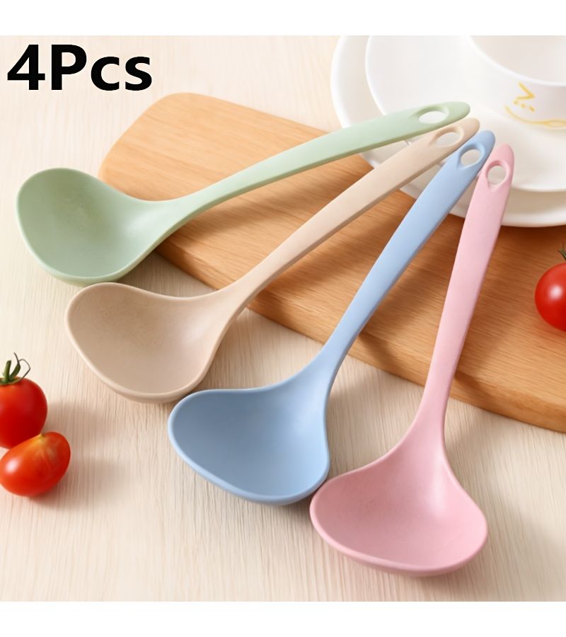 Thickened Soup Spoons 4pcs Random Color Suitable For Kitchen Family Gatherings Outdoor Camping Dining Portable Tableware - Image 1
