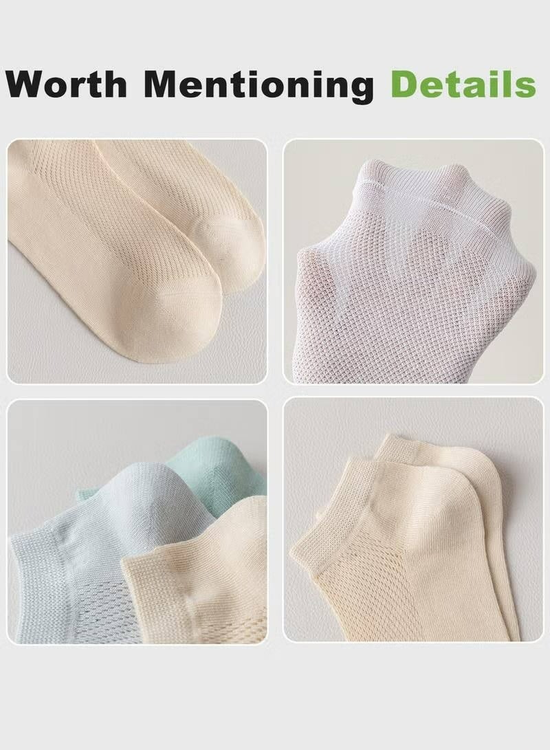 جوارب شبكية قطنية قابلة للتنفس للنساء - 10 أزواج، خفيفة ومريحة للربيع والصيف - Image 2
