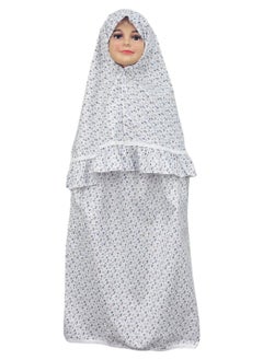 Islamic Girls Pray Khimar Two Pieces Sets Cotton Dress Hijab Abaya Floral Suit