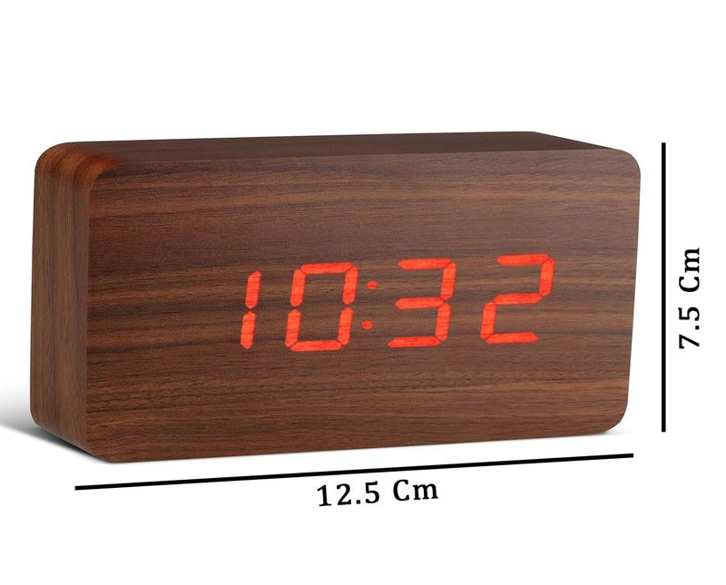 NXZ Wooden Digital Table Desk Clock with Day Date and Tempreature Function for Home and Office Decor - Image 5