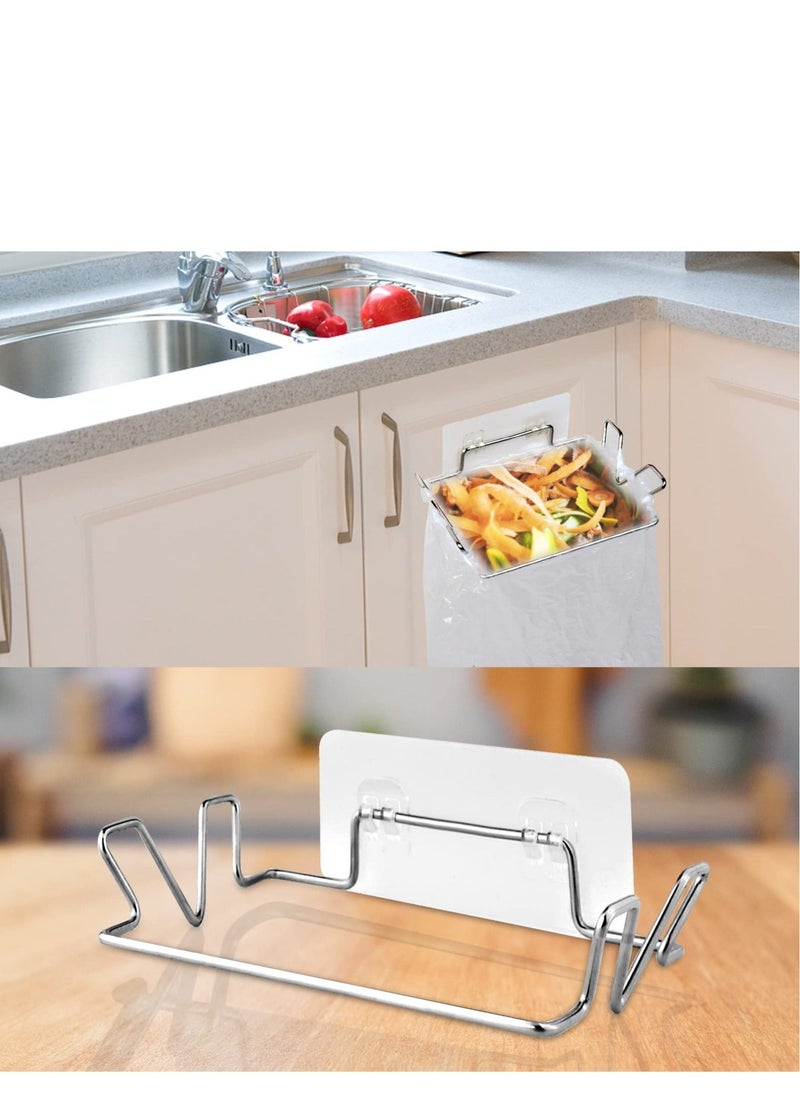 Generic - Trash Bag Holder, Large Stainless Steel Trash Bag Holder for Kitchen Cabinets Doors and Cupboards, Under Sink Bag Holder, Garbage Bag Holder, Kitchen Waste Can, Kitchen Trash Cans - Image 1
