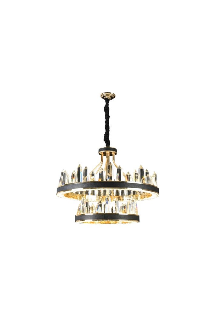 Black Double Round Crystal Chandelier – Modern Luxury Ceiling Lighting for Living Room, Bedroom, Kitchen – High Quality Metal and Crystal, Modern Luxury Design - Image 2