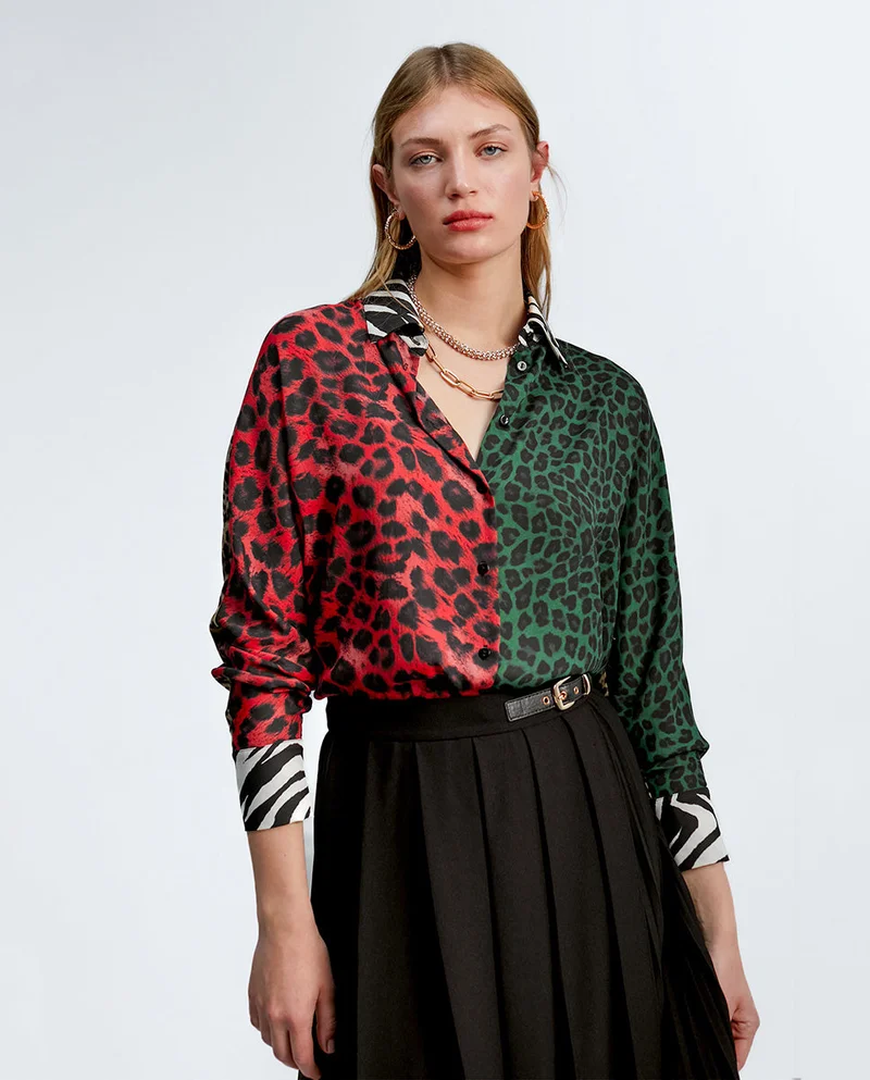 Lola Casademunt Combined animal print shirt