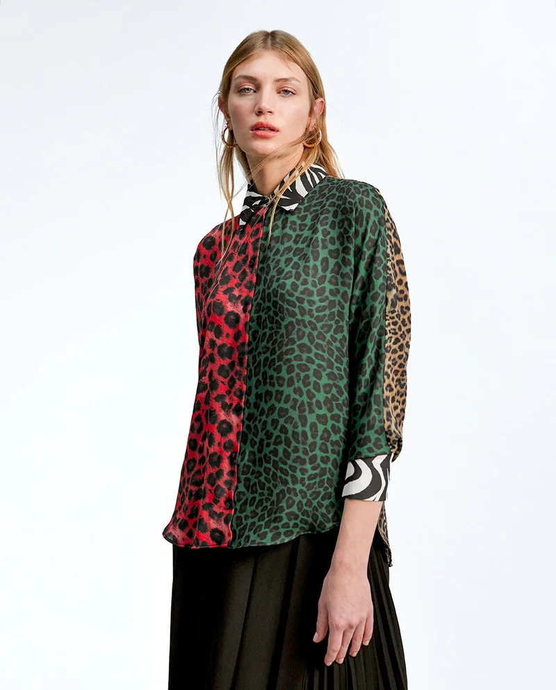 Lola Casademunt Combined animal print shirt