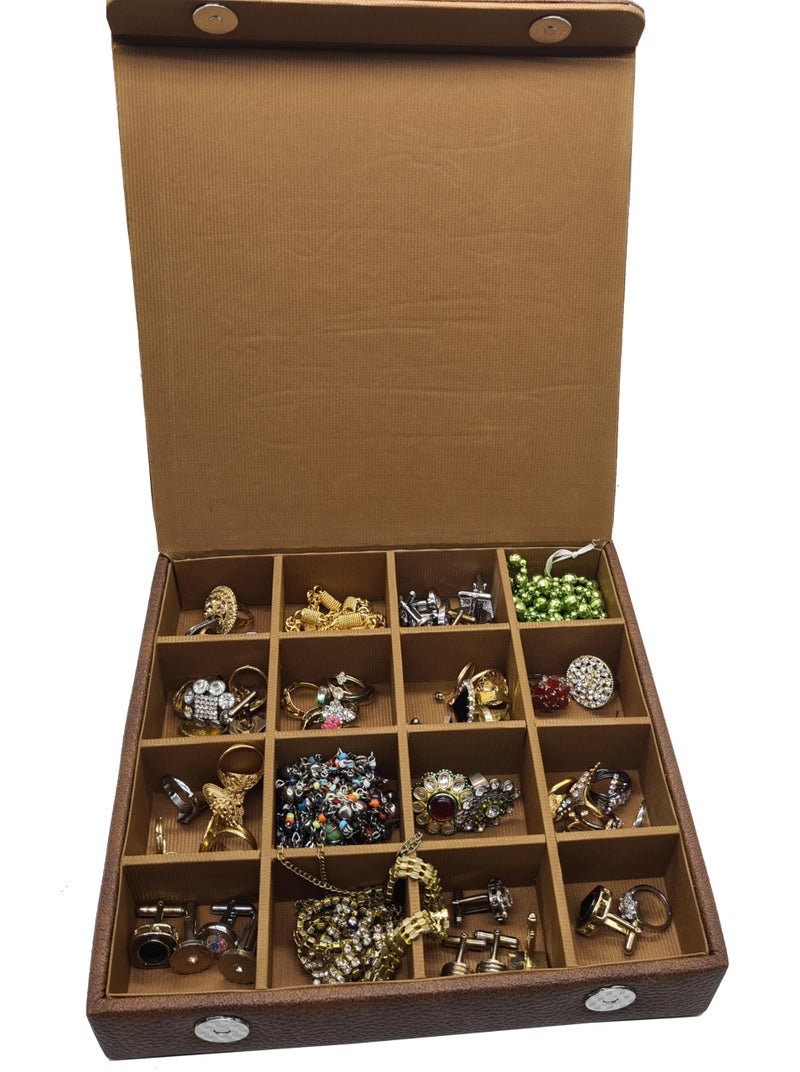 essart PU Leather jewelry Organizers Storage Box For Earring, Rings, Cufflinks, Chain, Bangle (10080-DF-Brown) - Image 2