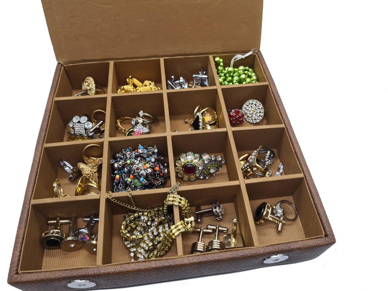 essart PU Leather jewelry Organizers Storage Box For Earring, Rings, Cufflinks, Chain, Bangle (10080-DF-Brown) - Image 5
