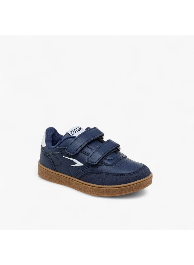 Dash Boys Logo Detail Sneakers with Hook and Loop Closure