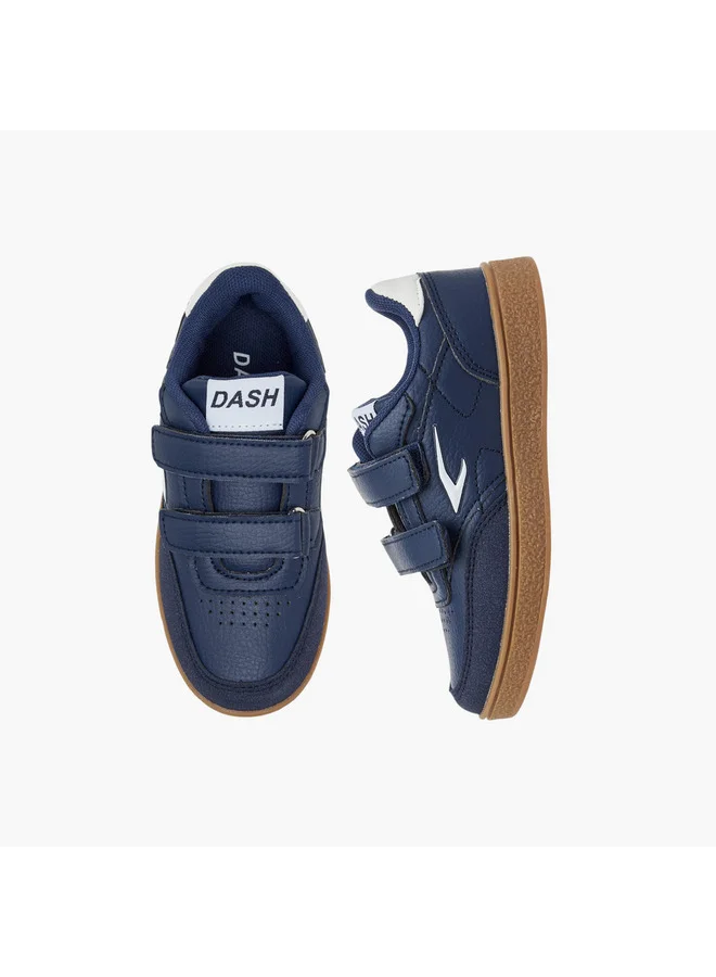 Dash Boys Logo Detail Sneakers with Hook and Loop Closure
