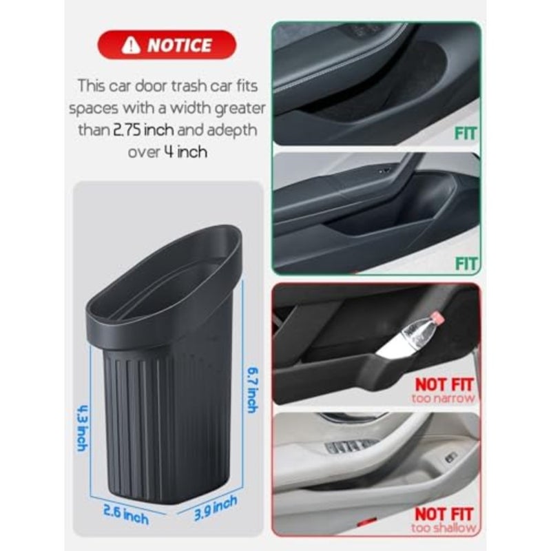 Car Trash Can Bin, Premium Black Leakproof Vehicle Waste Container, Adjustable Straps, Space Saving Auto Dustbin, Dual Compartment, Quick Installation for Interior Organization - Image 5